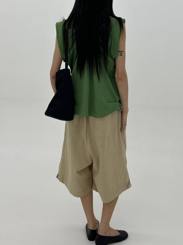 韓 下釦七分寬褲 3色