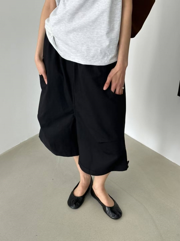 韓 下釦七分寬褲 3色