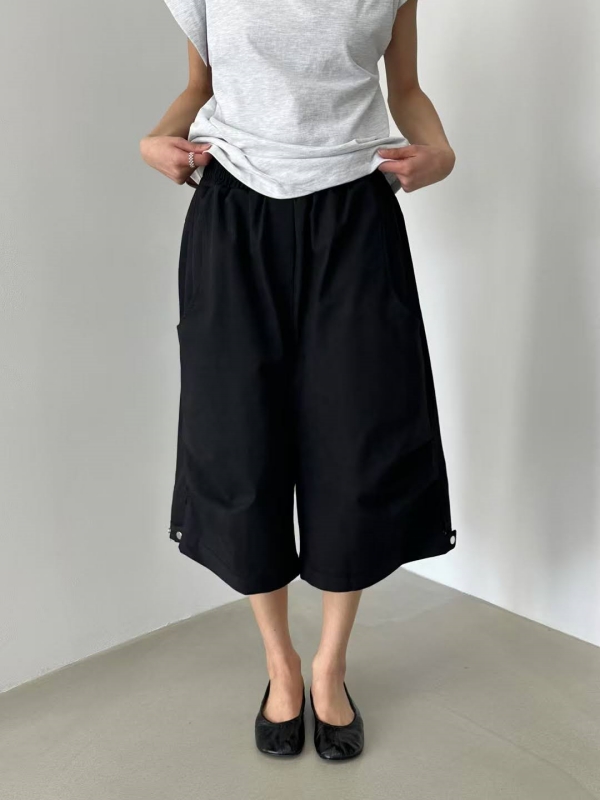 韓 下釦七分寬褲 3色