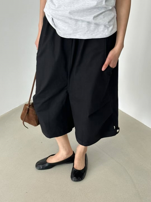 韓 下釦七分寬褲 3色