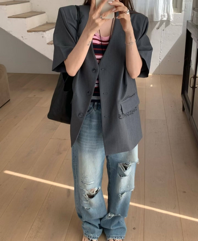 韓 非常破牛仔褲