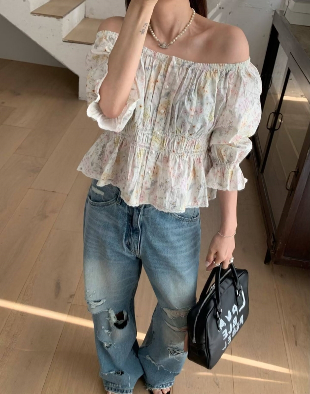 韓 非常破牛仔褲