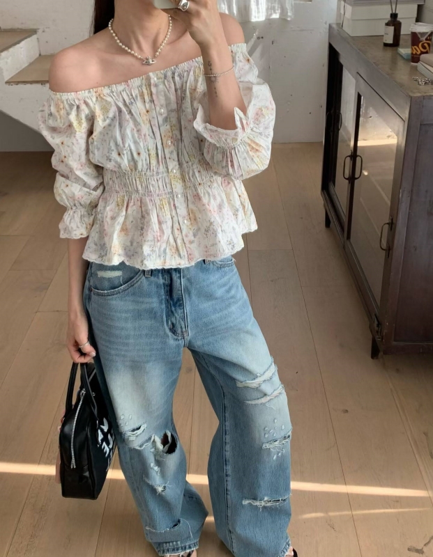 韓 非常破牛仔褲