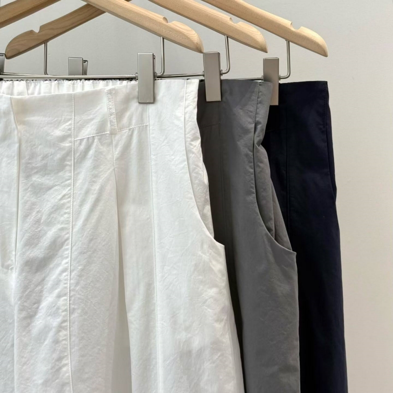 韓 小打摺後腰鬆緊寬褲 3色