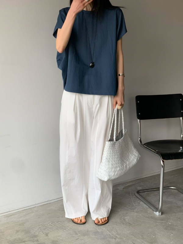 韓 小打摺後腰鬆緊寬褲 3色