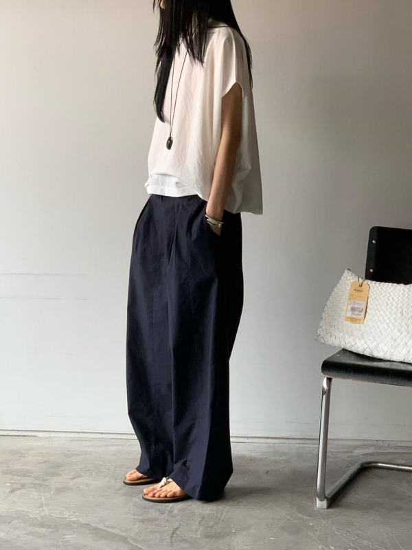 韓 小打摺後腰鬆緊寬褲 3色