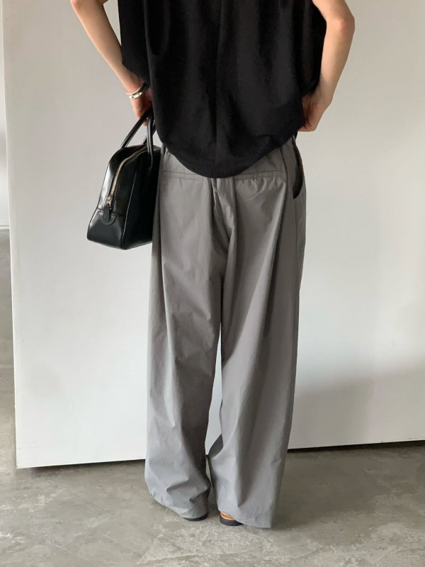 韓 小打摺後腰鬆緊寬褲 3色