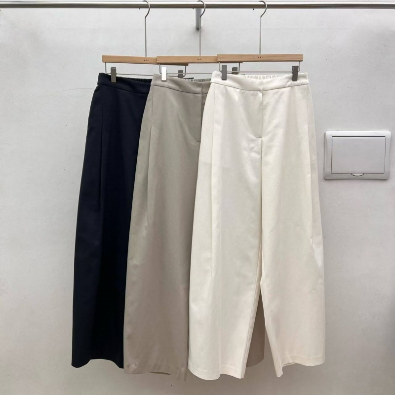 韓 側打摺寬褲 3色