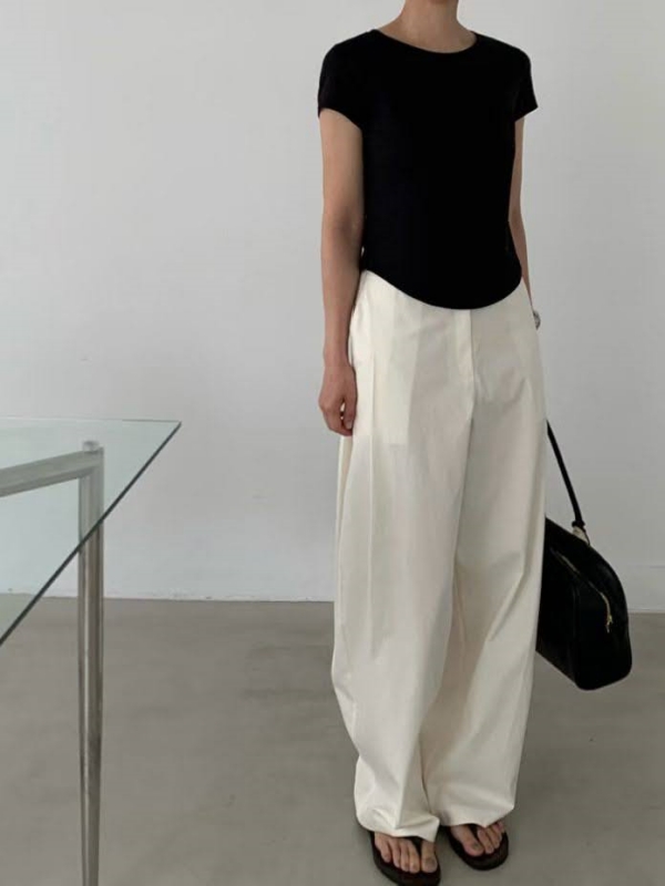 韓 側打摺寬褲 3色