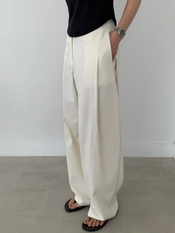 韓 側打摺寬褲 3色