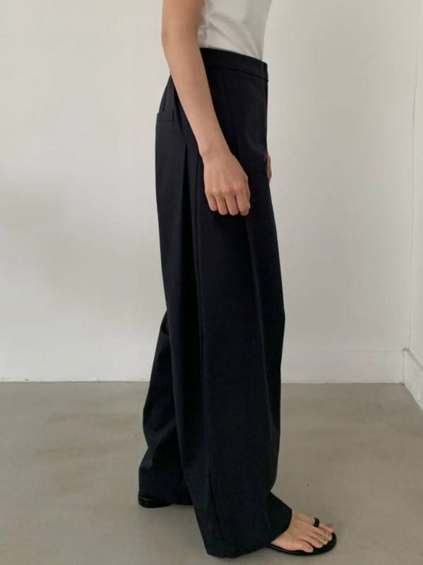 韓 側打摺寬褲 3色