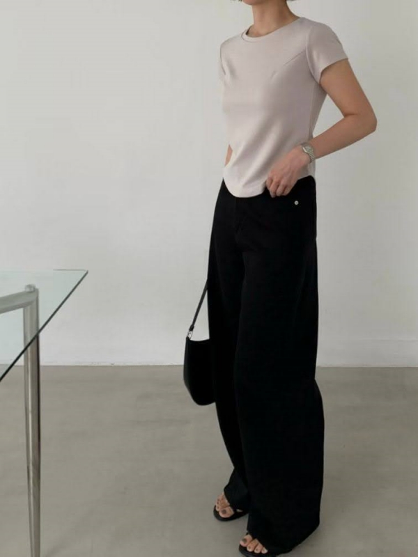 韓 側打摺寬褲 3色