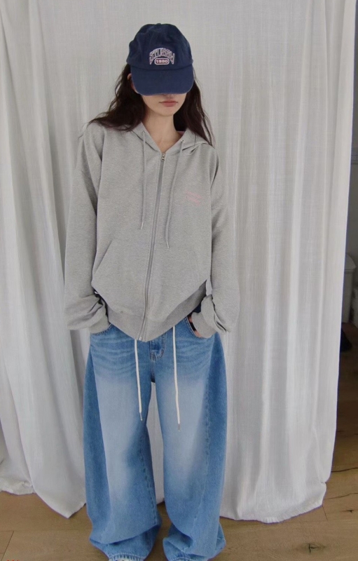 韓 綁帶大腿刷白牛仔褲 2色