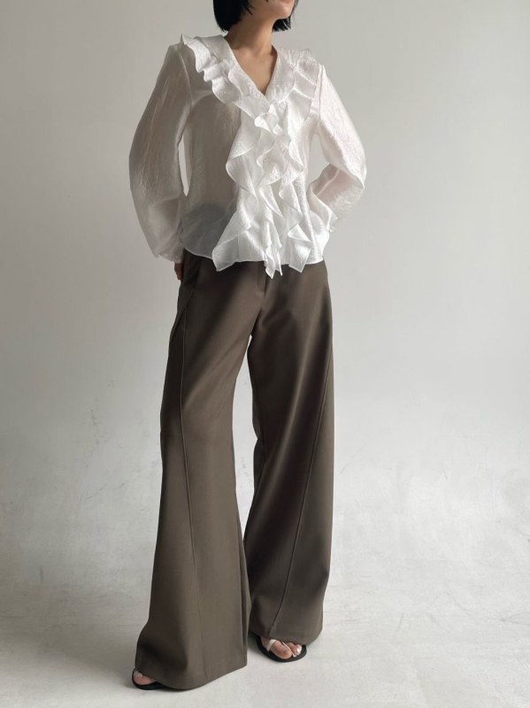 韓 側車線西裝寬褲 3色