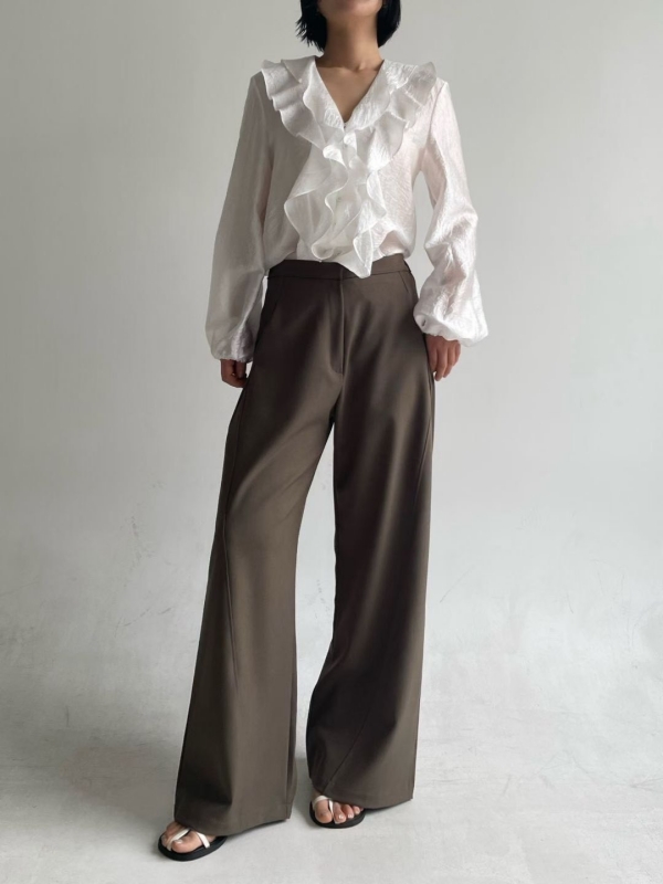 韓 側車線西裝寬褲 3色