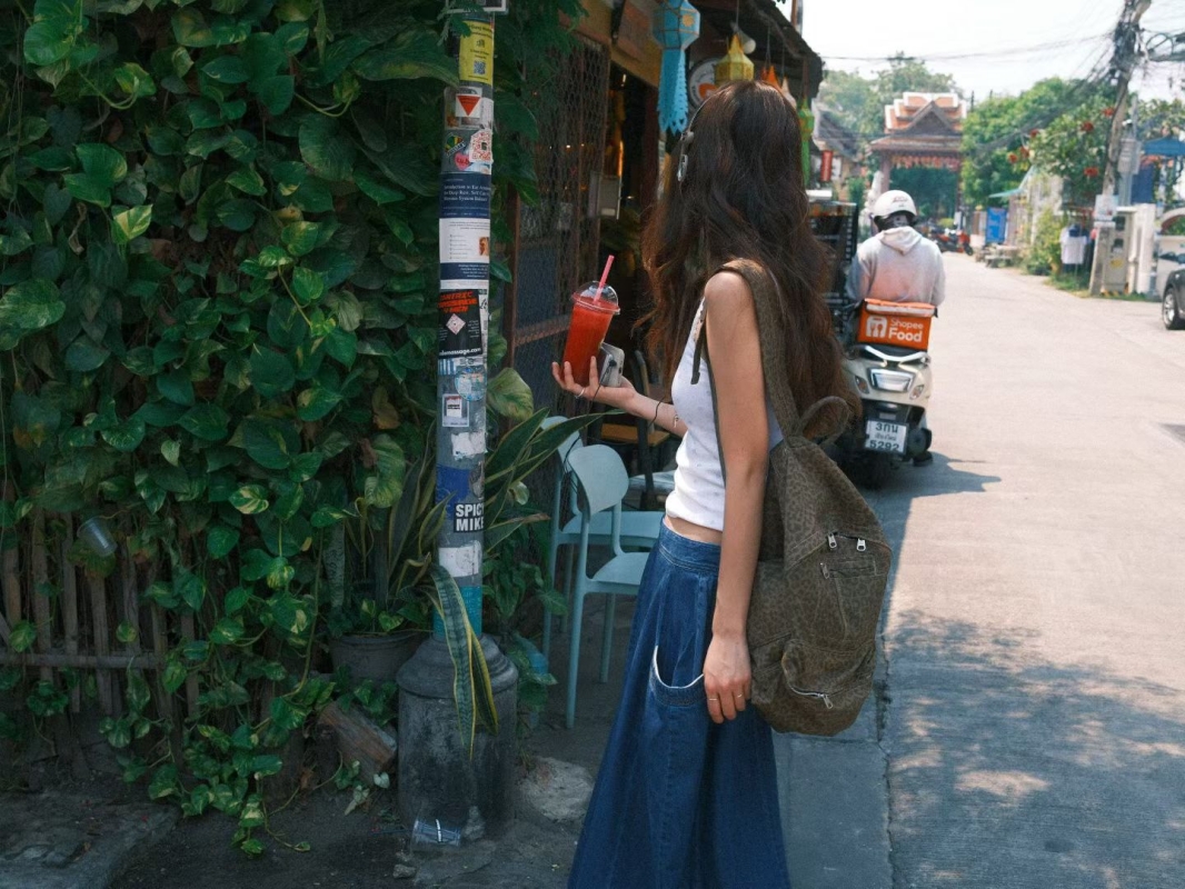 韓 大口袋寬褲裙