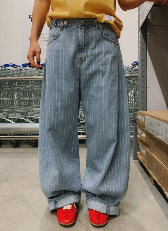 韓 細條微彎牛仔褲 2色