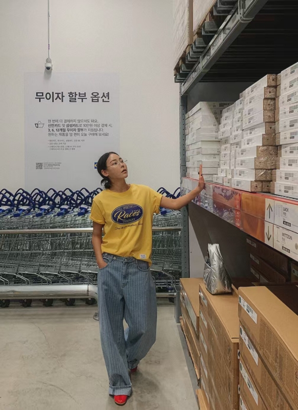 韓 細條微彎牛仔褲 2色