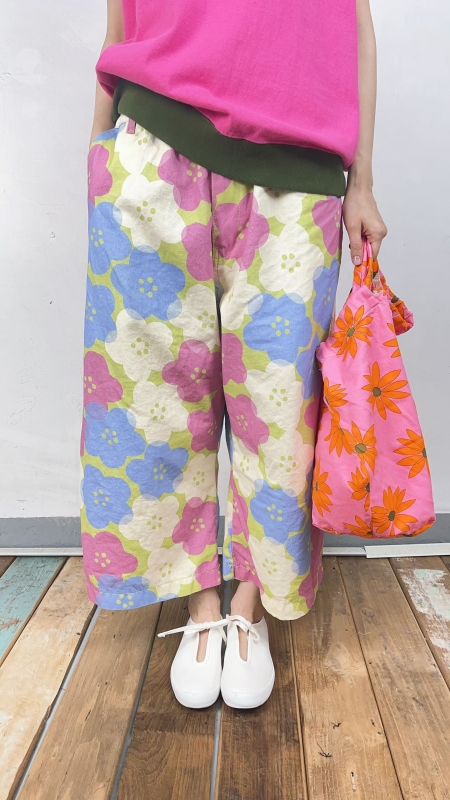 韓 可愛大花寬褲 3色