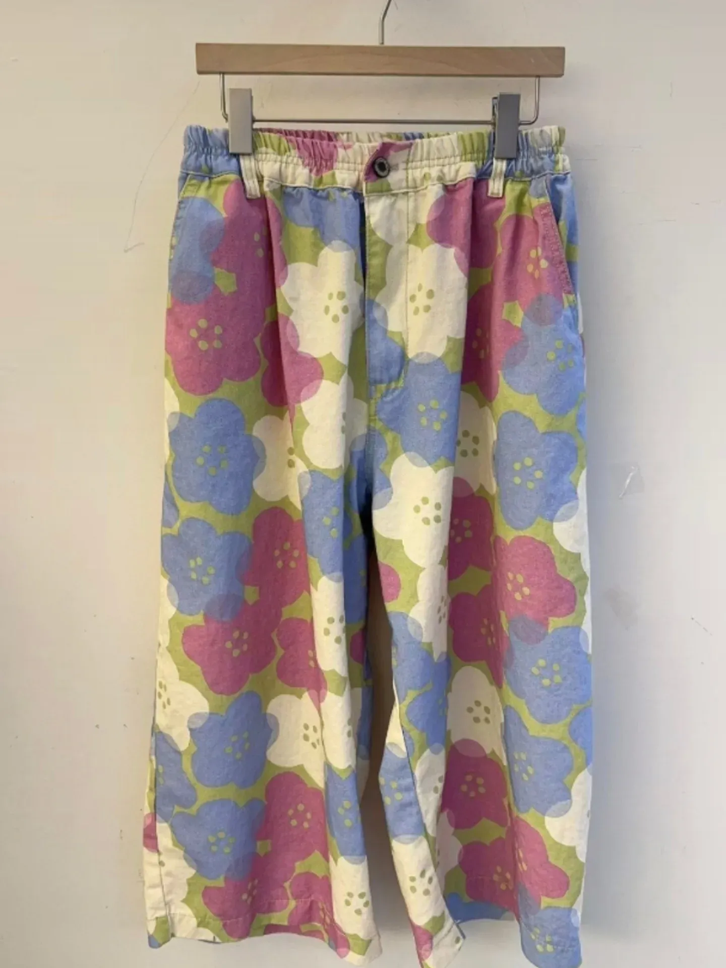 韓 可愛大花寬褲 3色