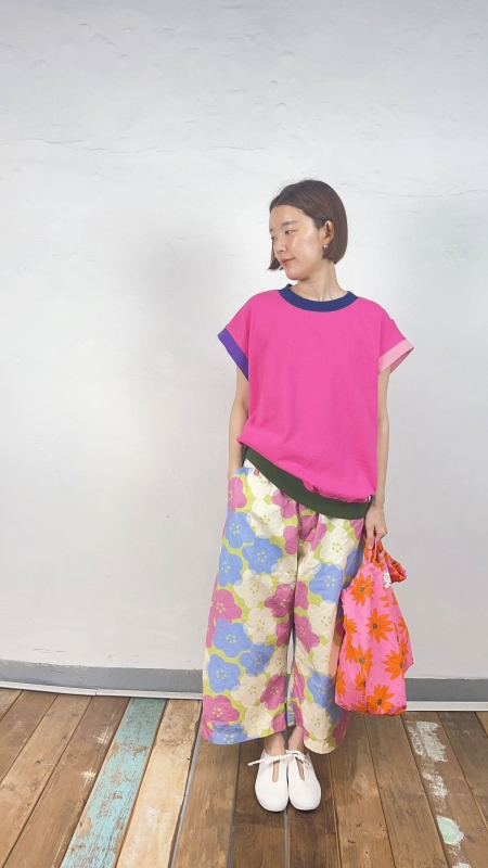 韓 可愛大花寬褲 3色