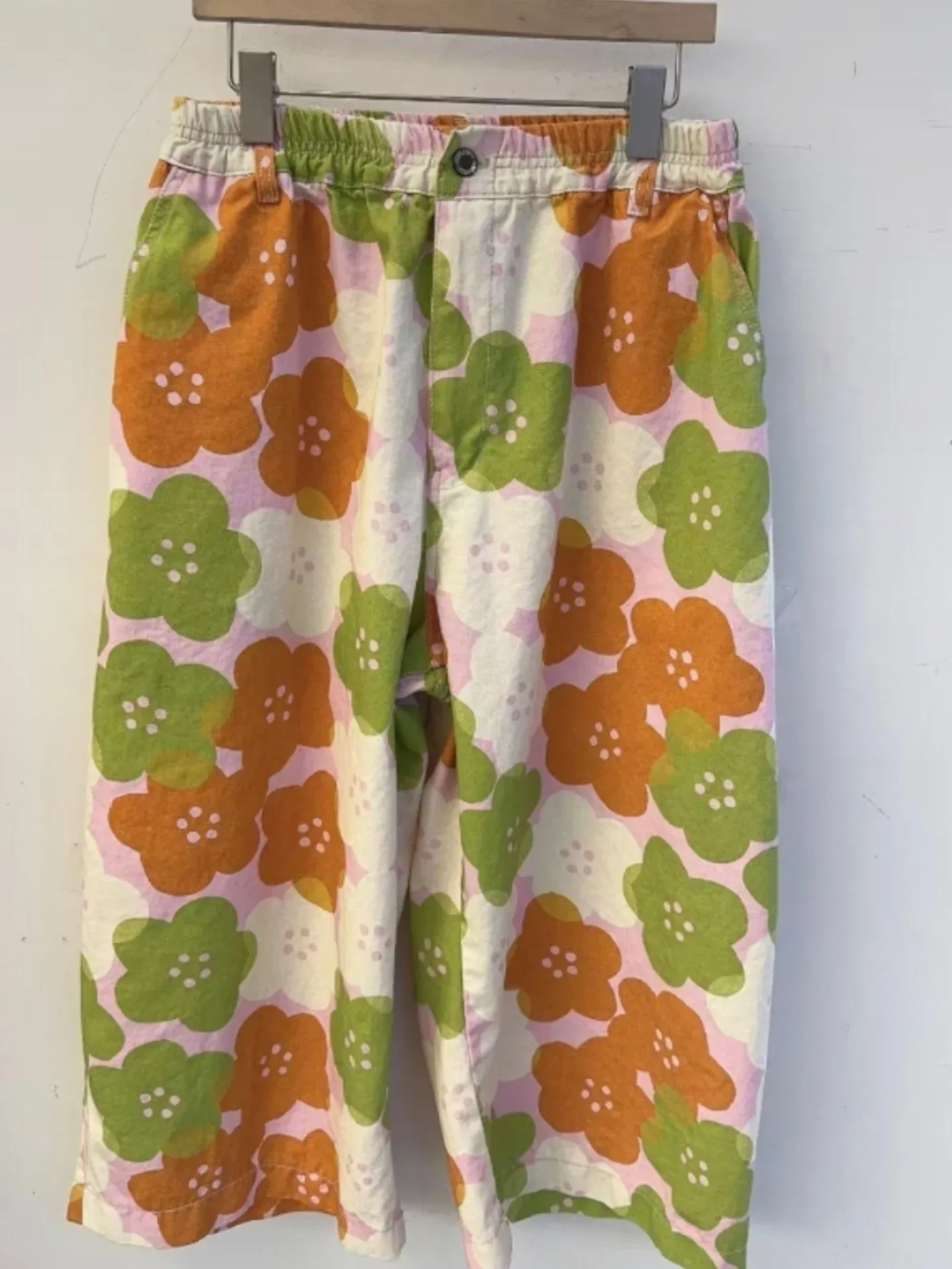 韓 可愛大花寬褲 3色