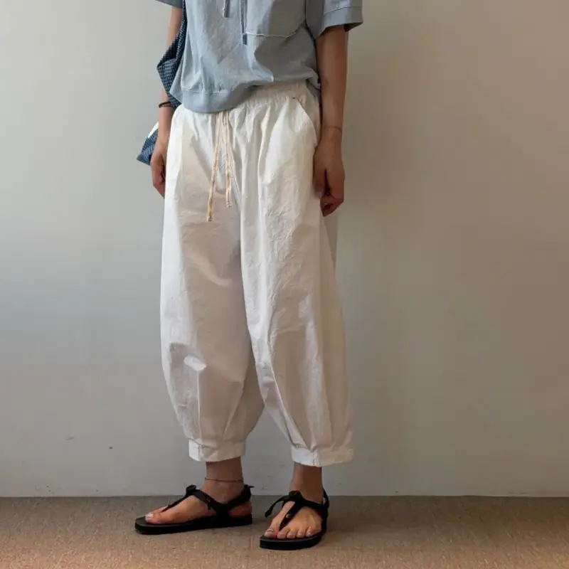 韓 褲管小打折休閒褲 4色