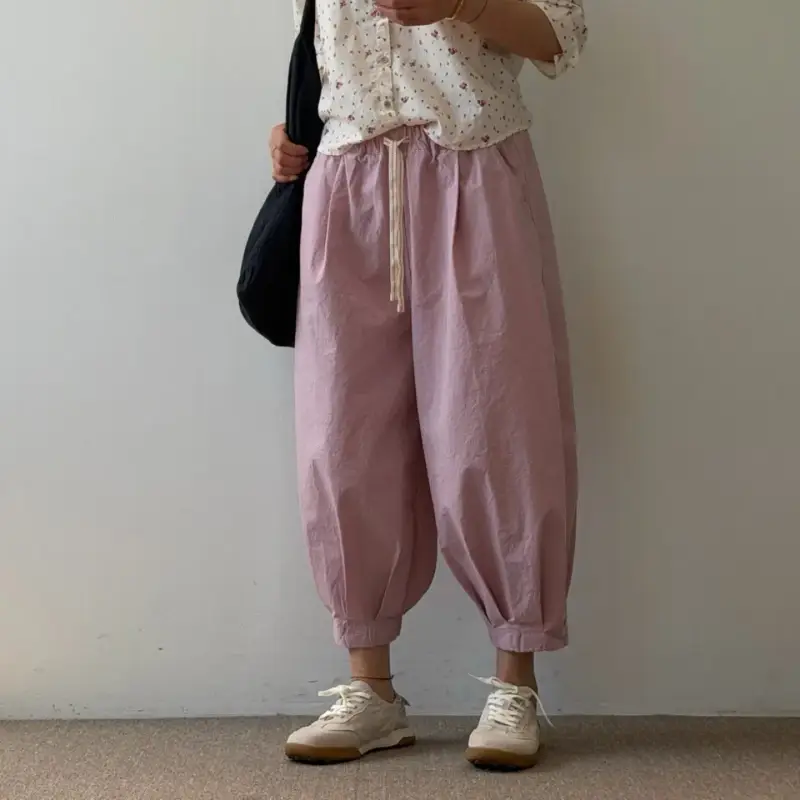 韓 褲管小打折休閒褲 4色