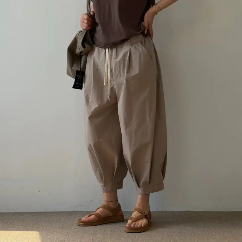 韓 褲管小打折休閒褲 4色