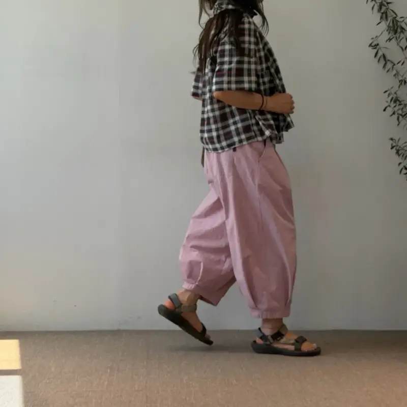 韓 褲管小打折休閒褲 4色