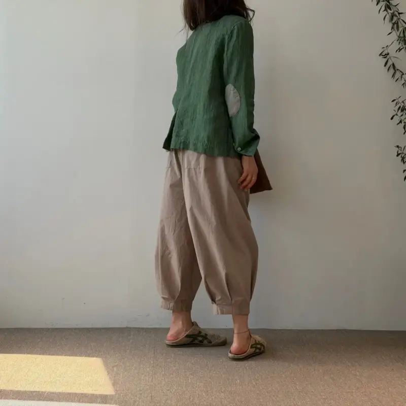 韓 褲管小打折休閒褲 4色