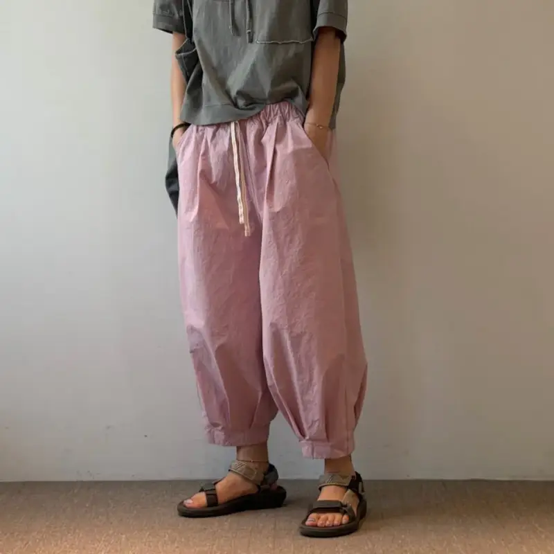 韓 褲管小打折休閒褲 4色