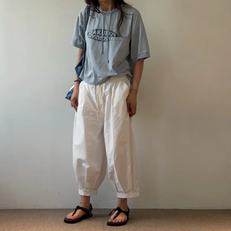 韓 褲管小打折休閒褲 4色