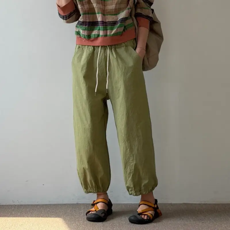 韓 綁帶小標休閒褲 3色