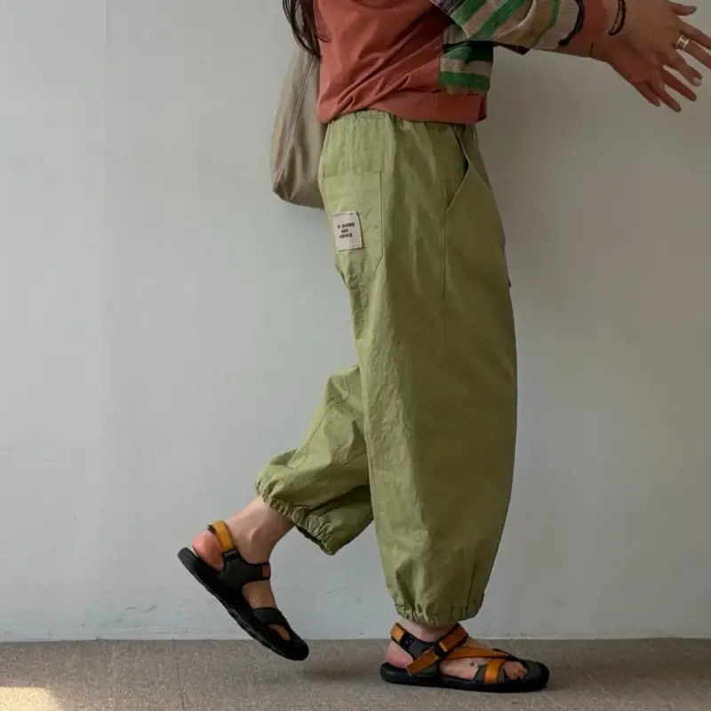 韓 綁帶小標休閒褲 3色