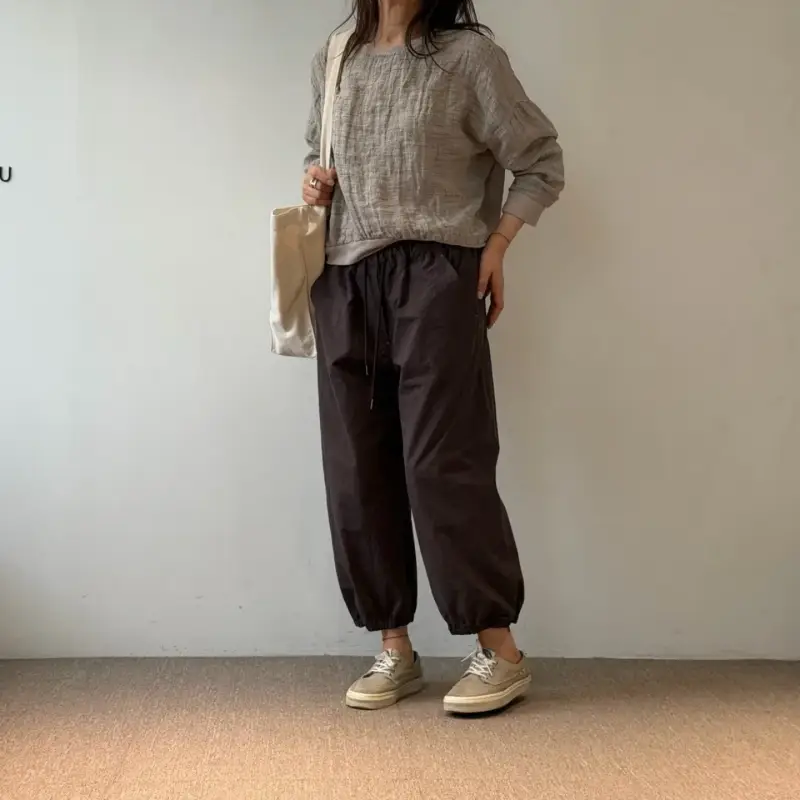 韓 綁帶小標休閒褲 3色