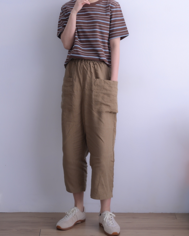 韓 大口袋棉麻小寬褲 2色 size