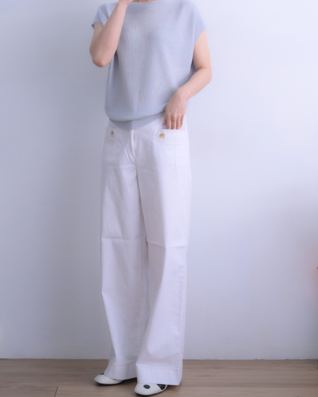 韓 口袋小釦小寬褲 3色