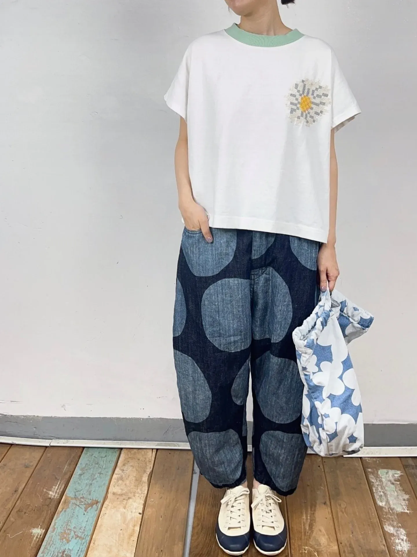 韓 大點點小寬褲 2色