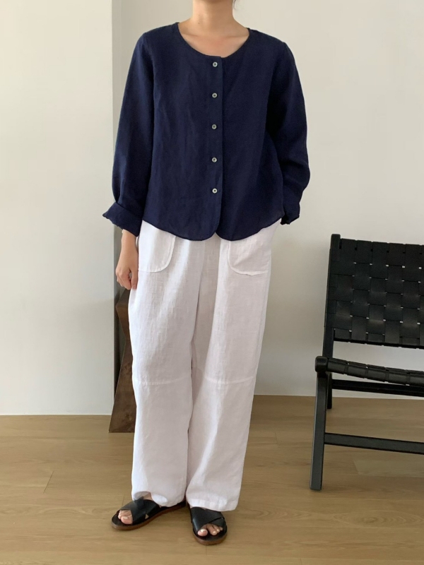 韓 棉麻素色休閒褲 3色