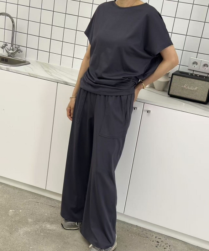韓 腰鬆緊大口袋休閒褲 3色 size