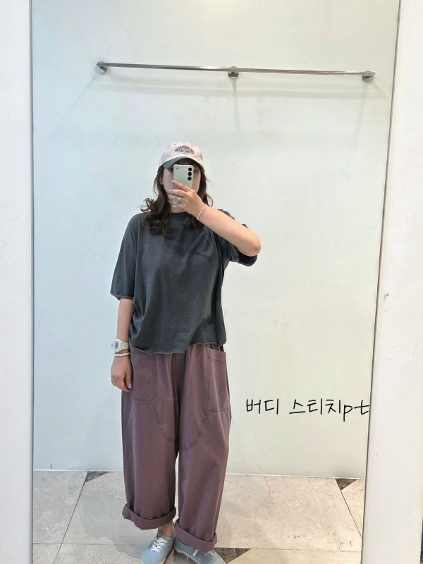 韓 弧線休閒小寬褲 4色