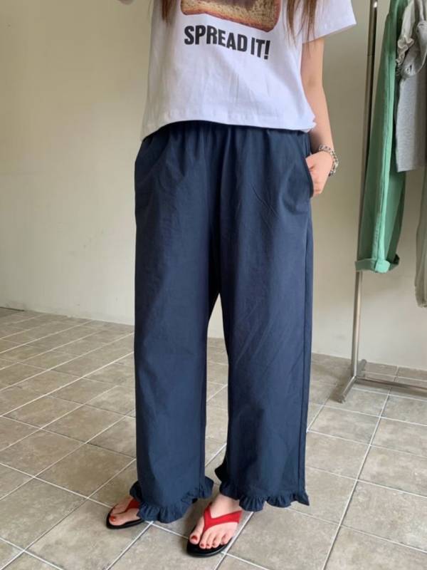 韓 荷葉褲管褲 4色