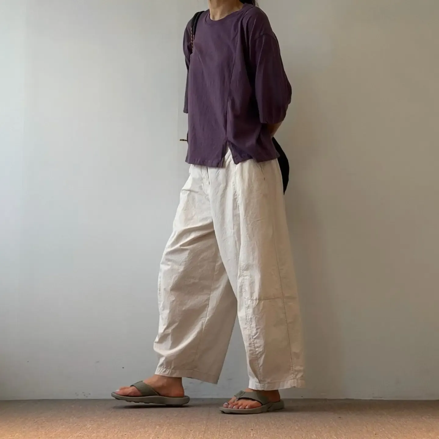 韓 口袋小標寬褲 4色
