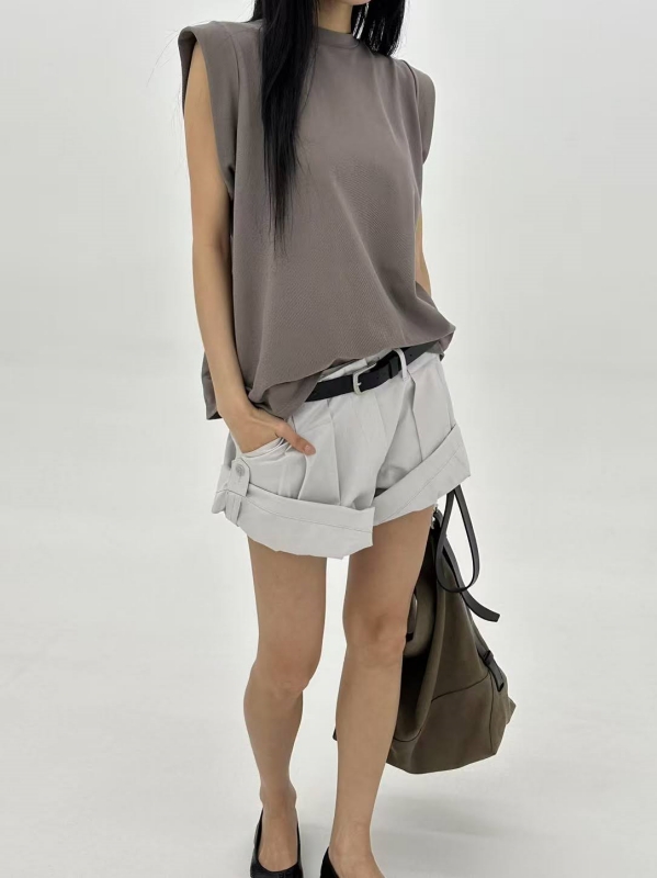 韓 可反捲短褲 2色