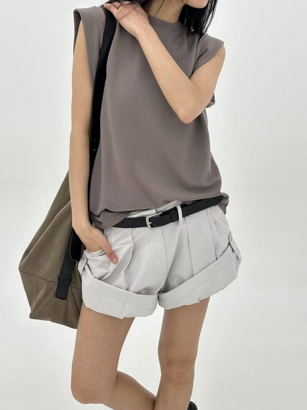 韓 可反捲短褲 2色