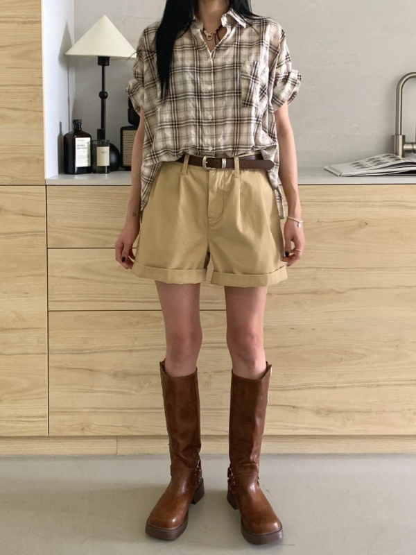 韓 前打折素色短褲 3色