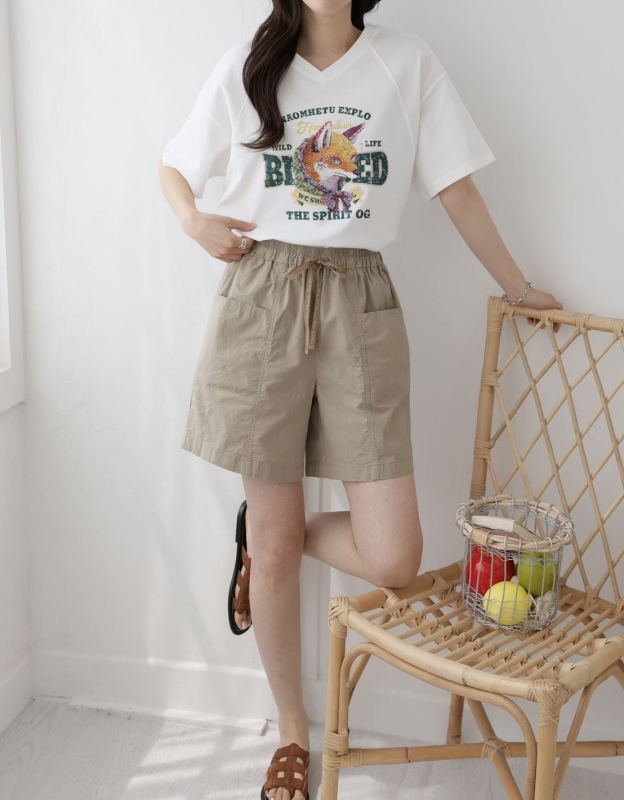 韓 二口袋素面短褲 5色