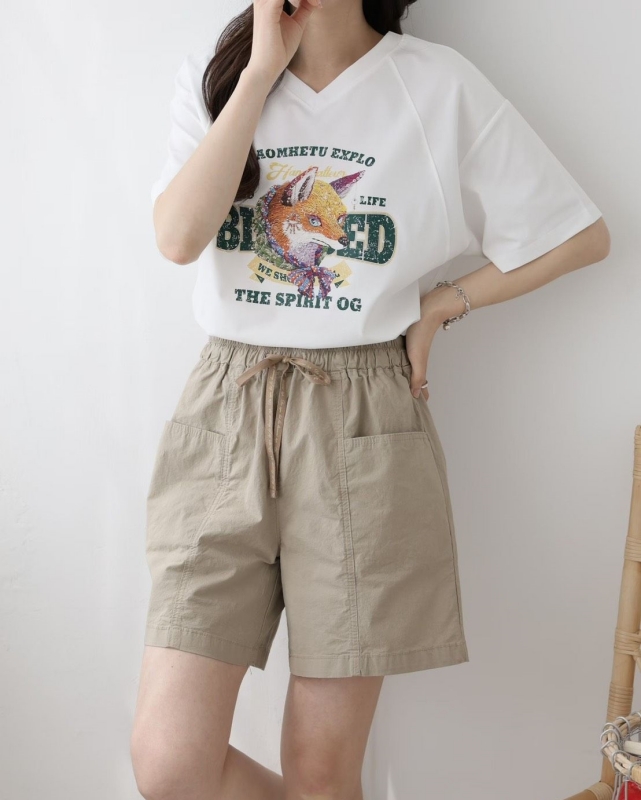 韓 二口袋素面短褲 5色