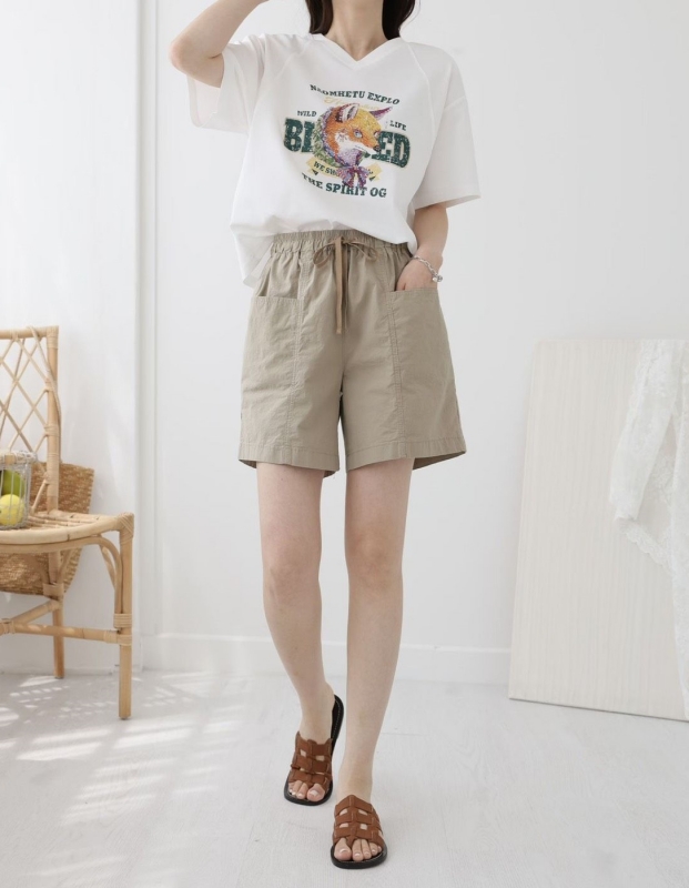 韓 二口袋素面短褲 5色